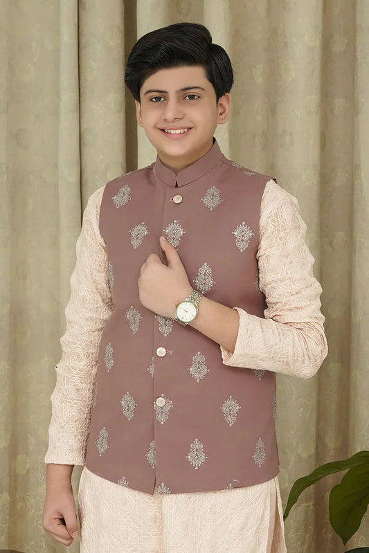 Picture of Maqsood Garments - Embroidery Kid's Waistcoat - Red - Available at Raja Sahib