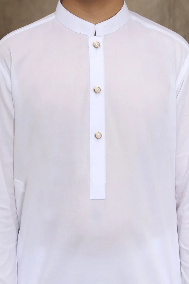 Picture of Maqsood Garments - Cotton Kid's Kameez Shalwar - White - Available at Raja Sahib