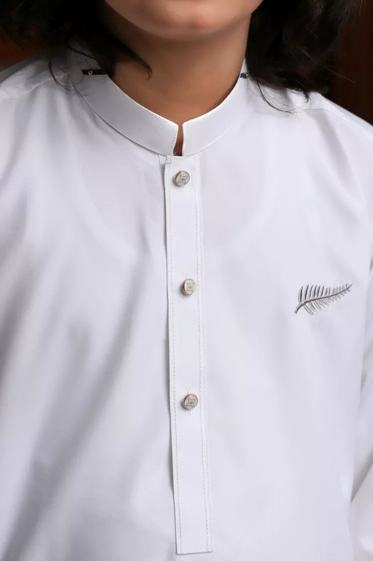Picture of Maqsood Garments - Kid's Kameez Shalwar - White Boski - Available at Raja Sahib