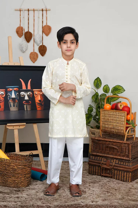 Maqsood Garments - Kid's Kurta - Pale Printed