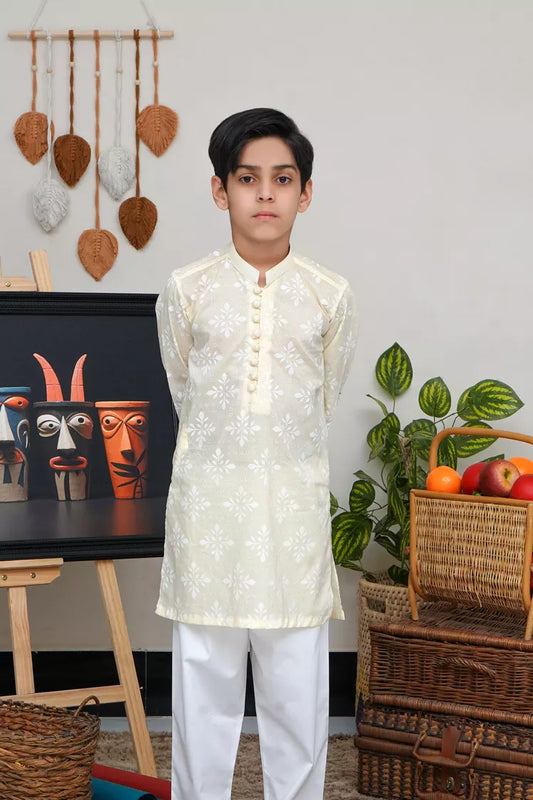 Maqsood Garments - Kid's Kurta - Pale Printed