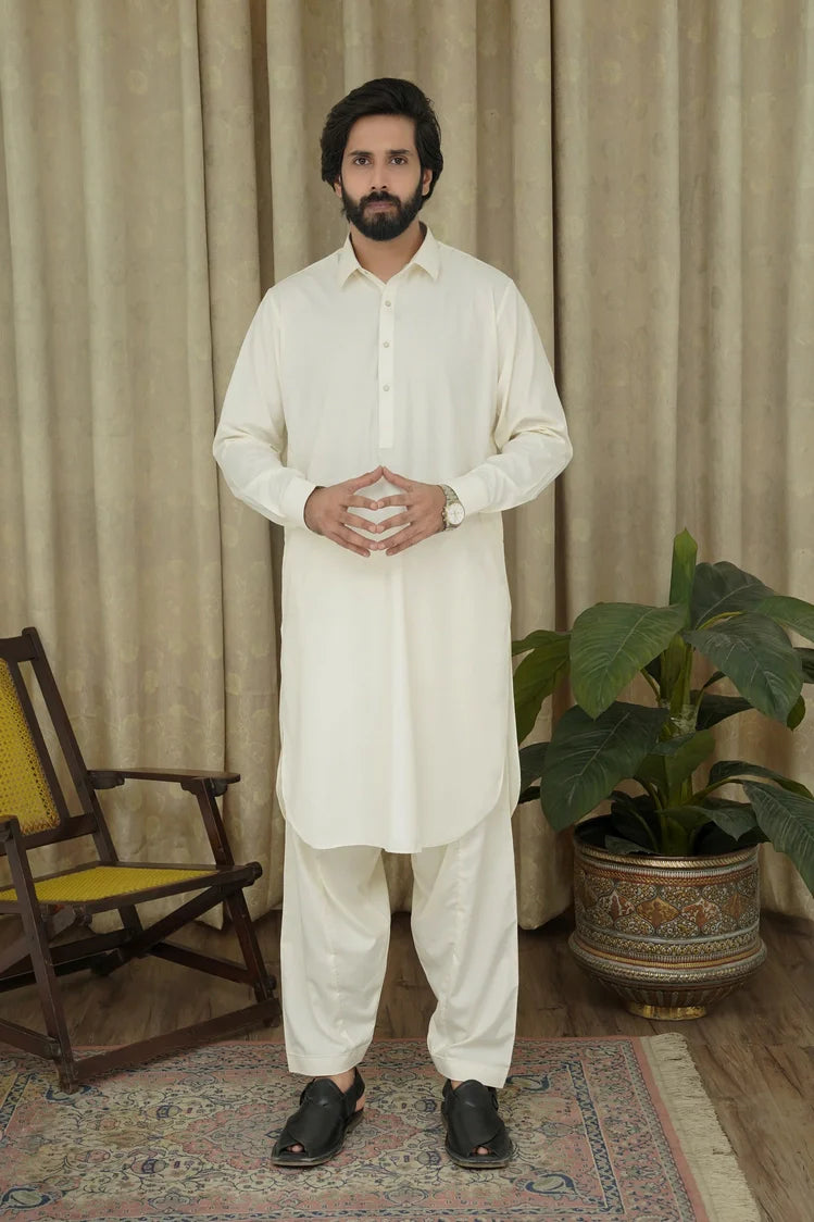 Picture of Maqsood Garments - Collar Men's Shalwar Kameez - Boski - Available at Raja Sahib