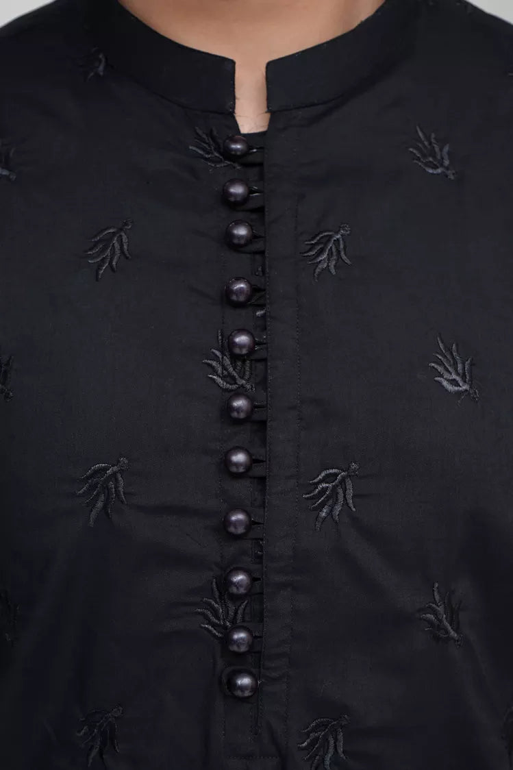 Picture of Maqsood Garments - Embroided Men's Kurta - Jet Black - Available at Raja Sahib