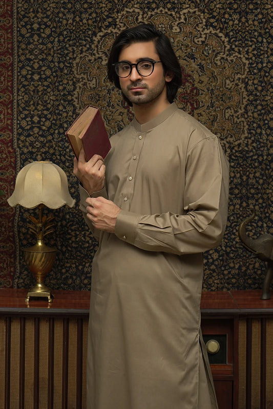 Picture of Maqsood Garments - Cotton Men's Kameez Shalwar - Brown - Available at Raja Sahib