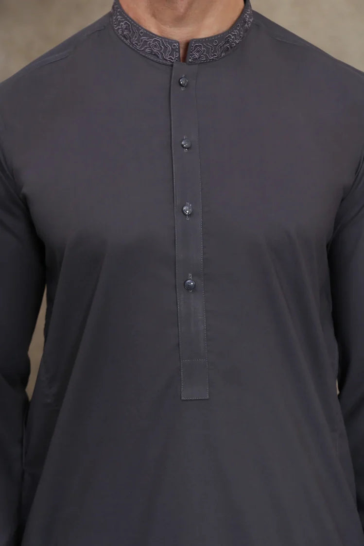 Picture of Maqsood Garments - Men's Wash & Wear Kurta - Grey - Available at Raja Sahib