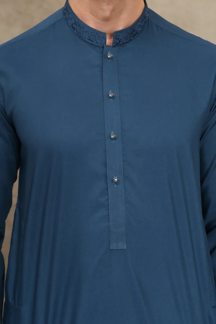 Picture of Maqsood Garments - Men's Wash & Wear Kurta - Ferozi Blue - Available at Raja Sahib