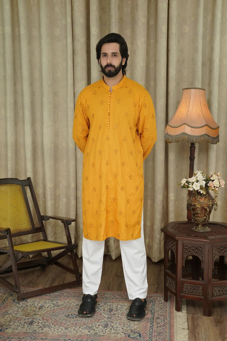 Picture of Maqsood Garments - Embroidered Men's Kurta - Mustrad - Available at Raja Sahib