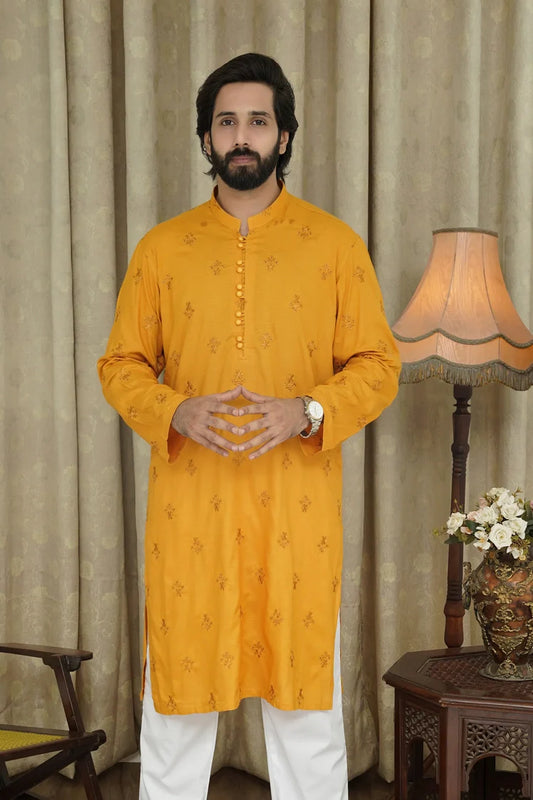 Picture of Maqsood Garments - Embroidered Men's Kurta - Mustrad - Available at Raja Sahib
