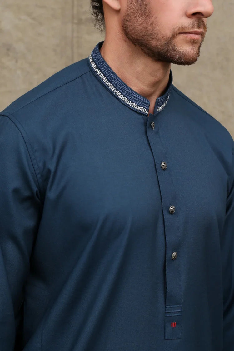 Picture of Maqsood Garments - Men's Wash & Wear Kurta - Stone Blue - Available at Raja Sahib