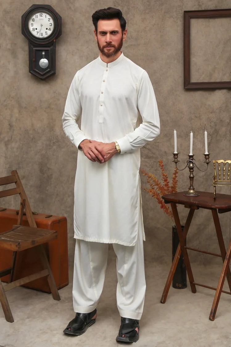 Picture of Maqsood Garments - Men's Shalwar Kameez - Boski Off-White - Available at Raja Sahib