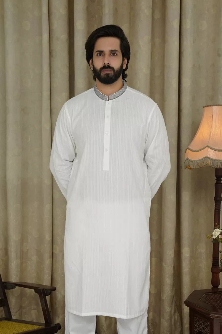 Picture of Maqsood Garments - Lawn Men's Kurta - White - Available at Raja Sahib