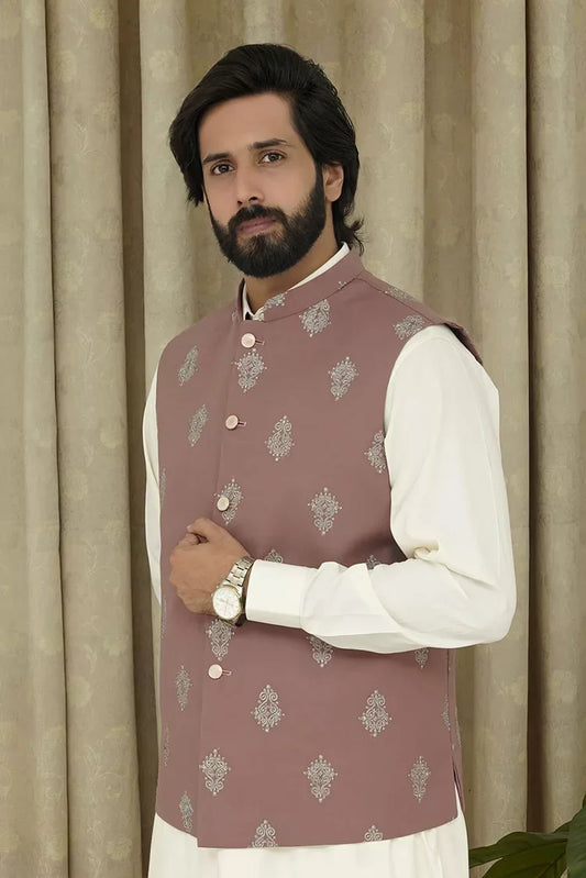 Picture of Maqsood Garments - Embroidery Men's Waistcoat - Red - Available at Raja Sahib