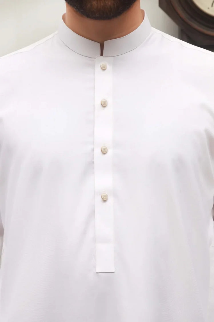 Picture of Maqsood Garments - Men's Shalwar Kameez - White Boski - Available at Raja Sahib