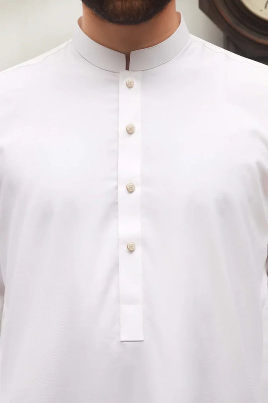 Picture of Maqsood Garments - Men's Shalwar Kameez - White Boski - Available at Raja Sahib