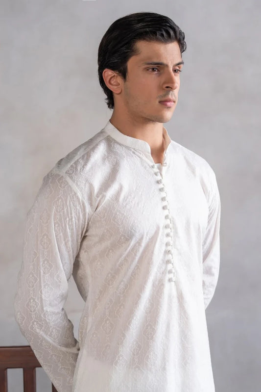 Picture of Dynasty - Shiffli Kurta Trouser - Available at Raja Sahib