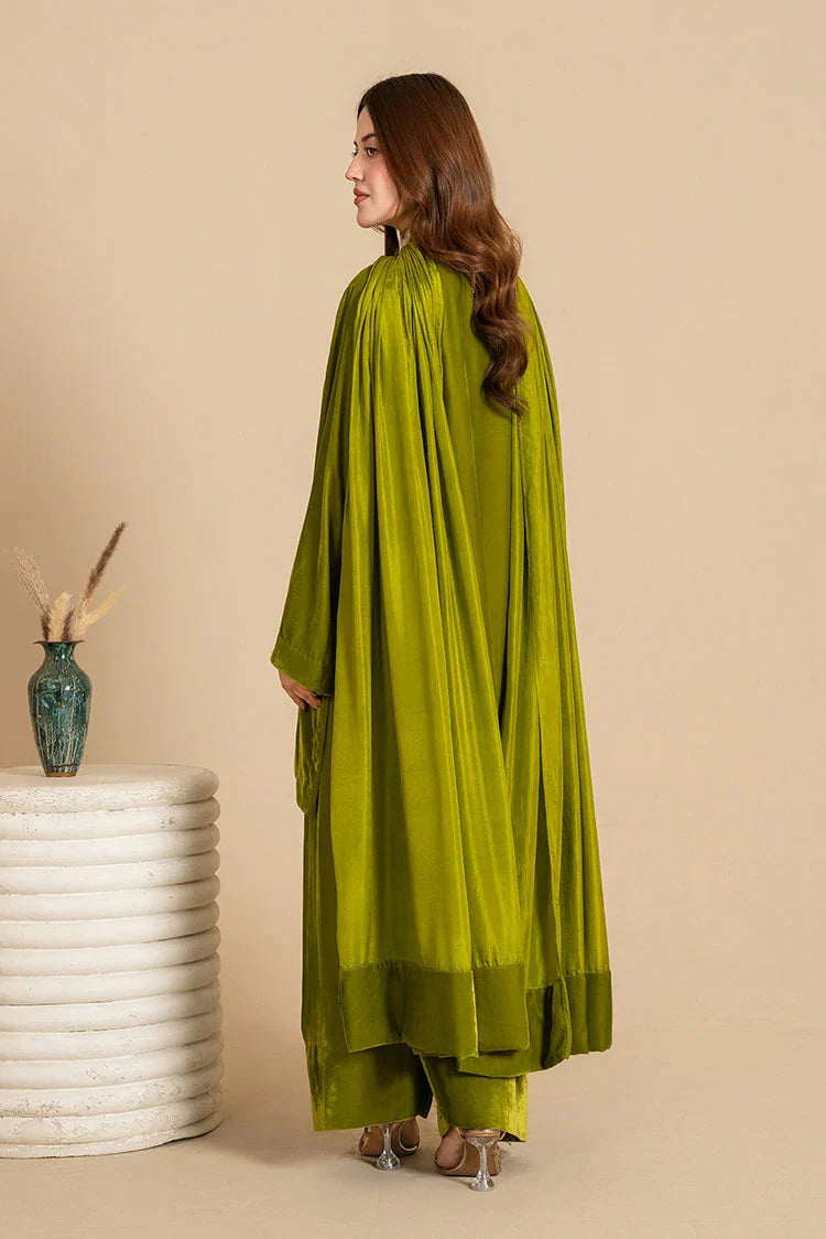 Picture of Stitch Vibes - Evening Olive Dress - Available at Raja Sahib