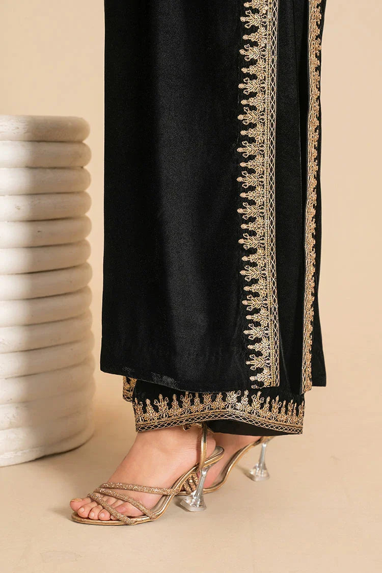 Picture of Stitch Vibes - Stillness Black Velvet Dress - Available at Raja Sahib