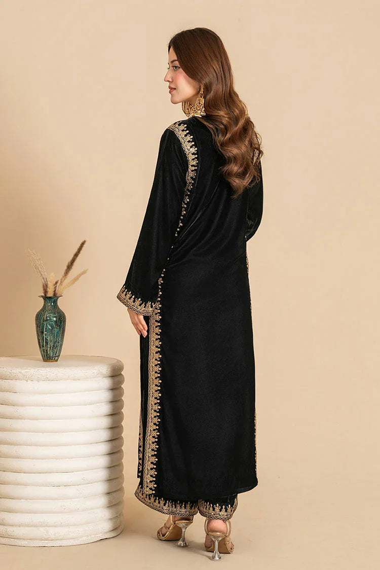 Picture of Stitch Vibes - Stillness Black Velvet Dress - Available at Raja Sahib