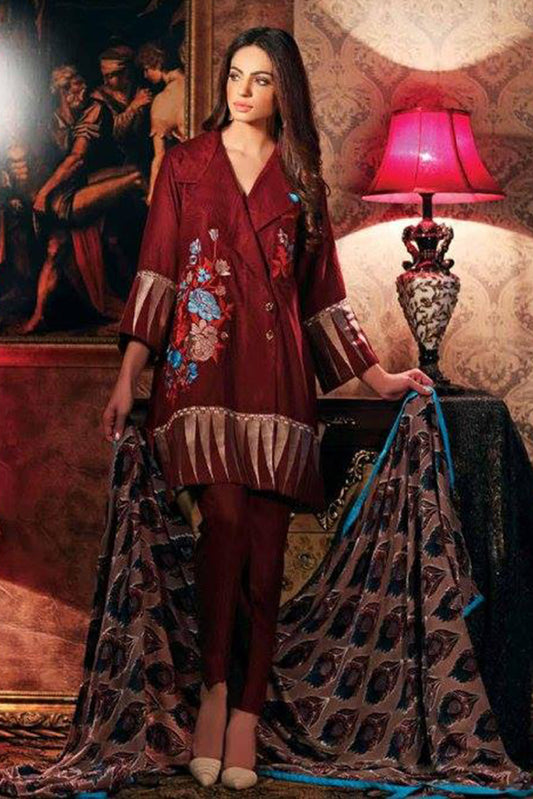 Picture of Charizma CH 23 Chenille Embroidered Leather Peach Collection 2017 - Available at Raja Sahib