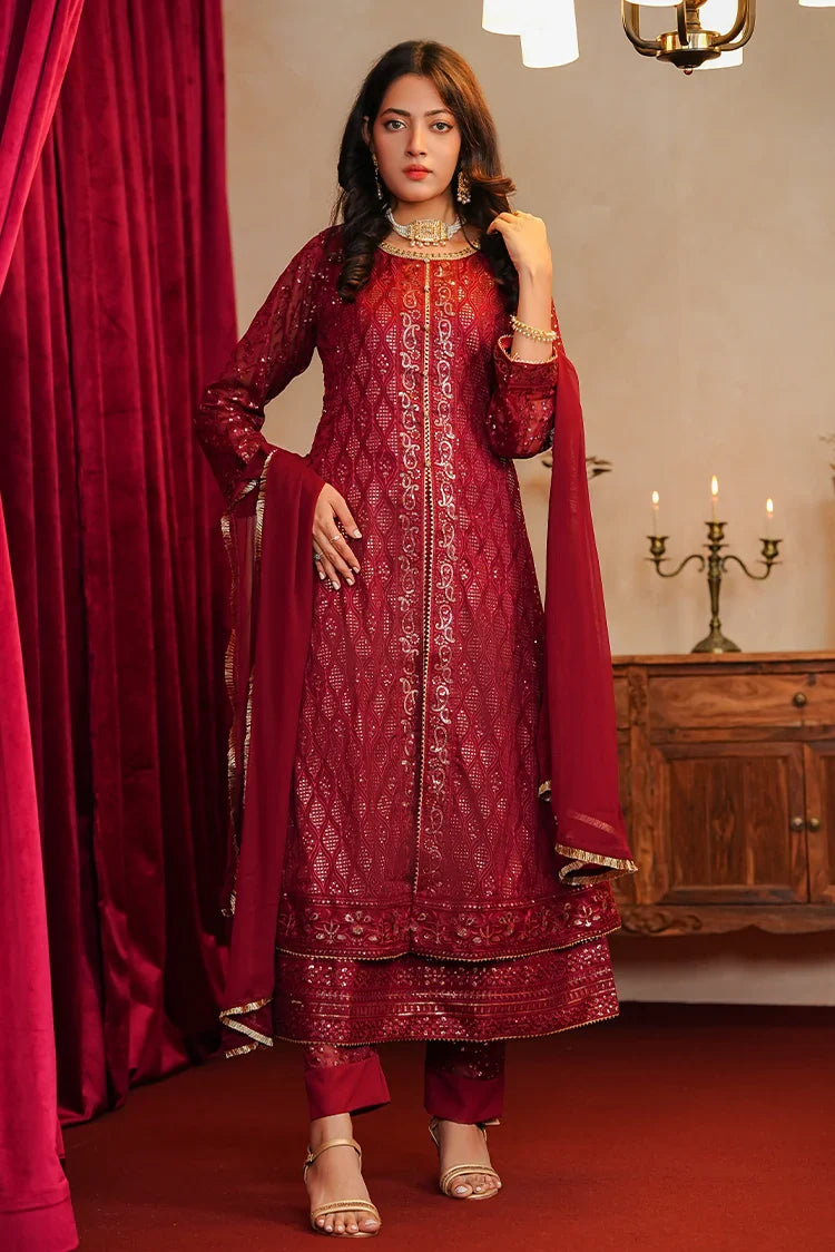 Picture of Alsiyaab - Adaa e Khaas - 3 Piece - Sana - Maroon - Available at Raja Sahib