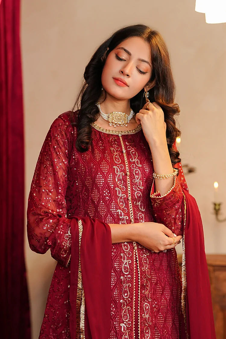Picture of Alsiyaab - Adaa e Khaas - 3 Piece - Sana - Maroon - Available at Raja Sahib