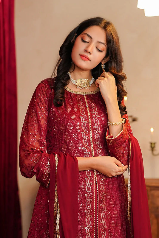 Picture of Alsiyaab - Adaa e Khaas - 3 Piece - Sana - Maroon - Available at Raja Sahib