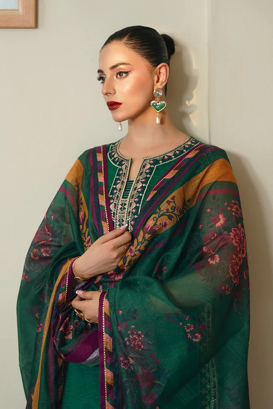 Picture of Zarlay - Rungraiz Luxury Pret - Bottle Green - Available at Raja Sahib