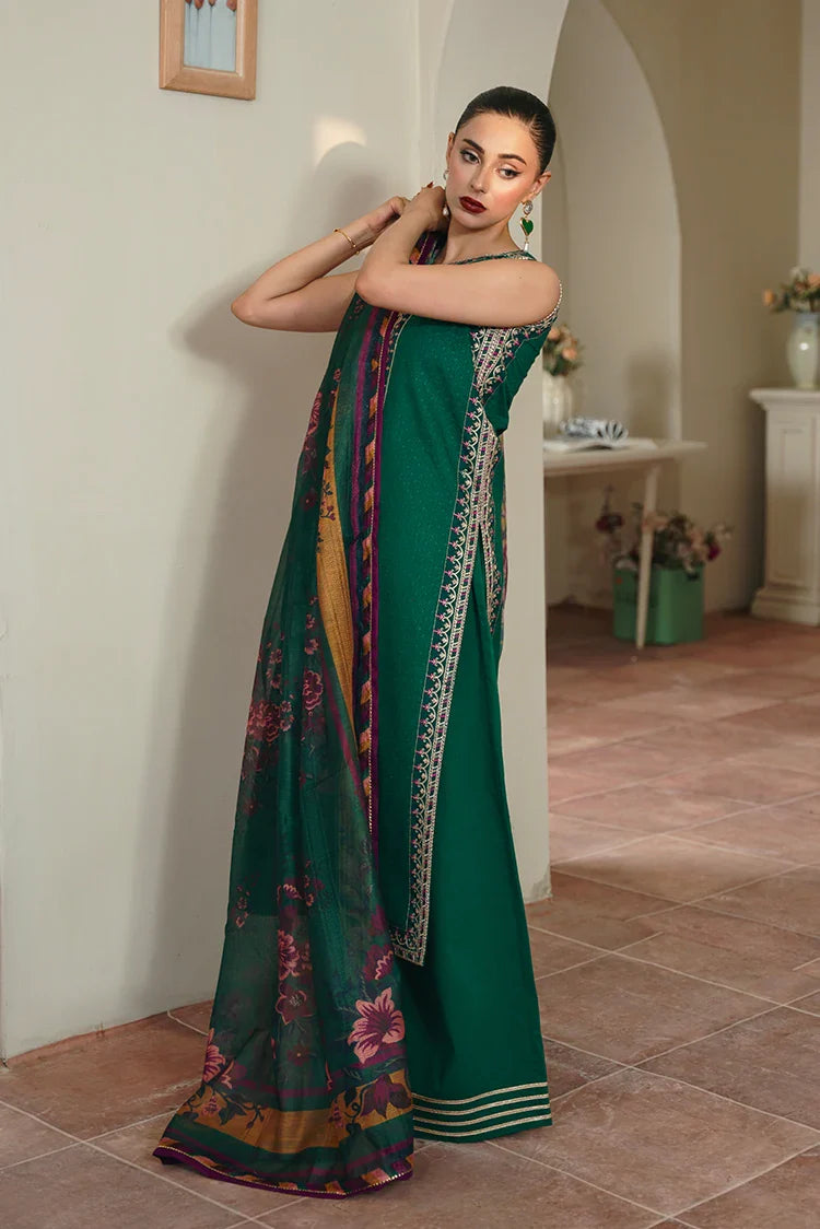 Picture of Zarlay - Rungraiz Luxury Pret - Bottle Green - Available at Raja Sahib