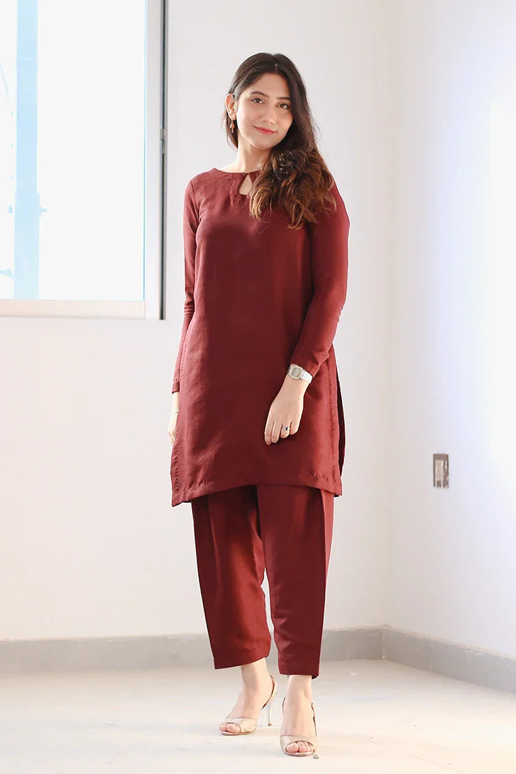 Picture of Zauk - 2 Piece - Maroon - Available at Raja Sahib