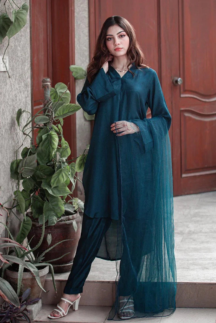 Picture of Zauk - 3 Piece - Teal Blue - Available at Raja Sahib