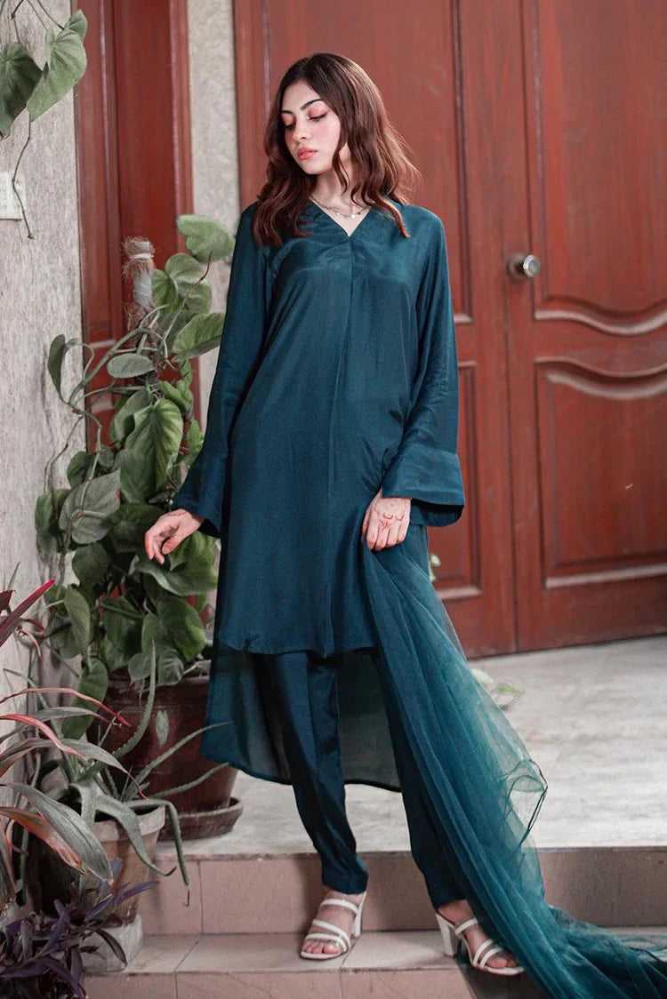 Picture of Zauk - 3 Piece - Teal Blue - Available at Raja Sahib