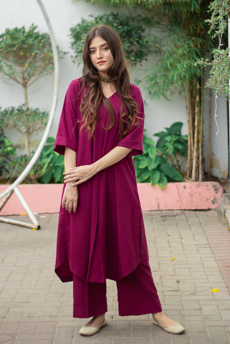 Picture of Zauk - Casual Collection - 2 Piece - Magenta - Available at Raja Sahib