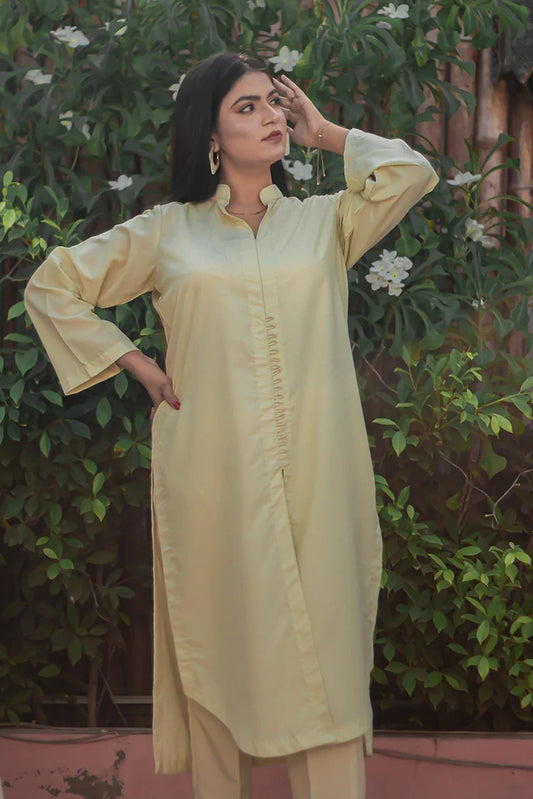 Picture of Zauk - Casual Collection - 2 Piece - Lemon Yellow - Available at Raja Sahib