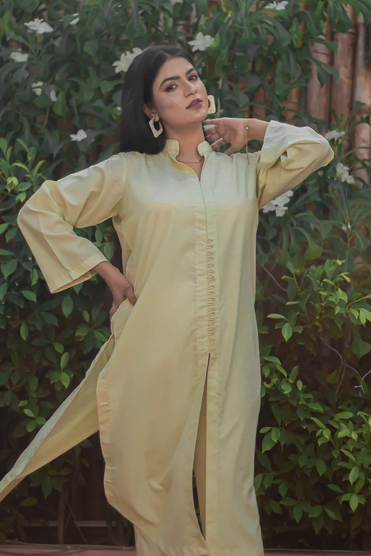 Picture of Zauk - Casual Collection - 2 Piece - Lemon Yellow - Available at Raja Sahib