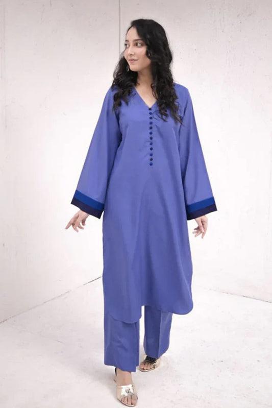 Picture of Zauk - Casual Collection - 2 Piece - Cornflower Blue - Available at Raja Sahib