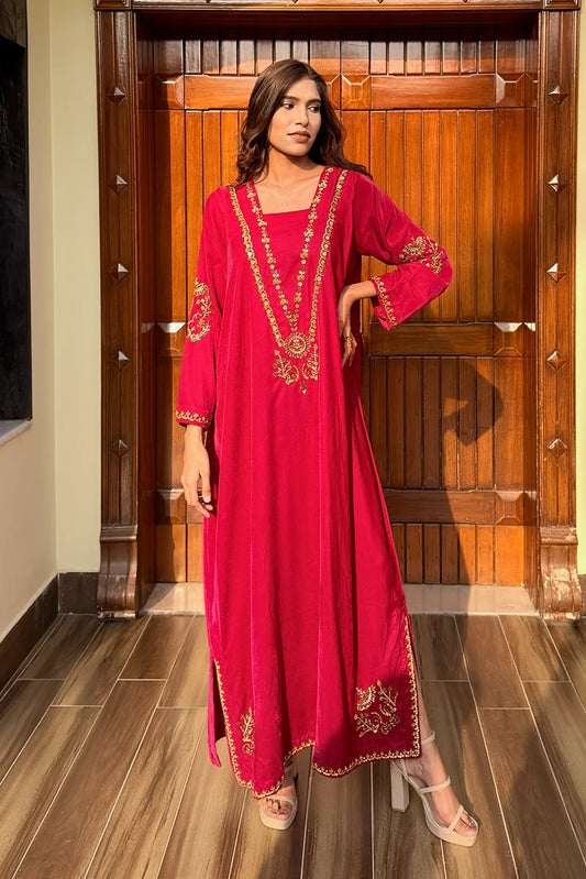 Ombrella - Velvet collection - Kaftan Cherry pink