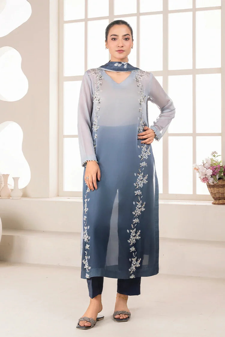 Picture of Stitch Vibes - Ravayah Eid Collection Vol 1 - Ciel Gris Dress - Available at Raja Sahib