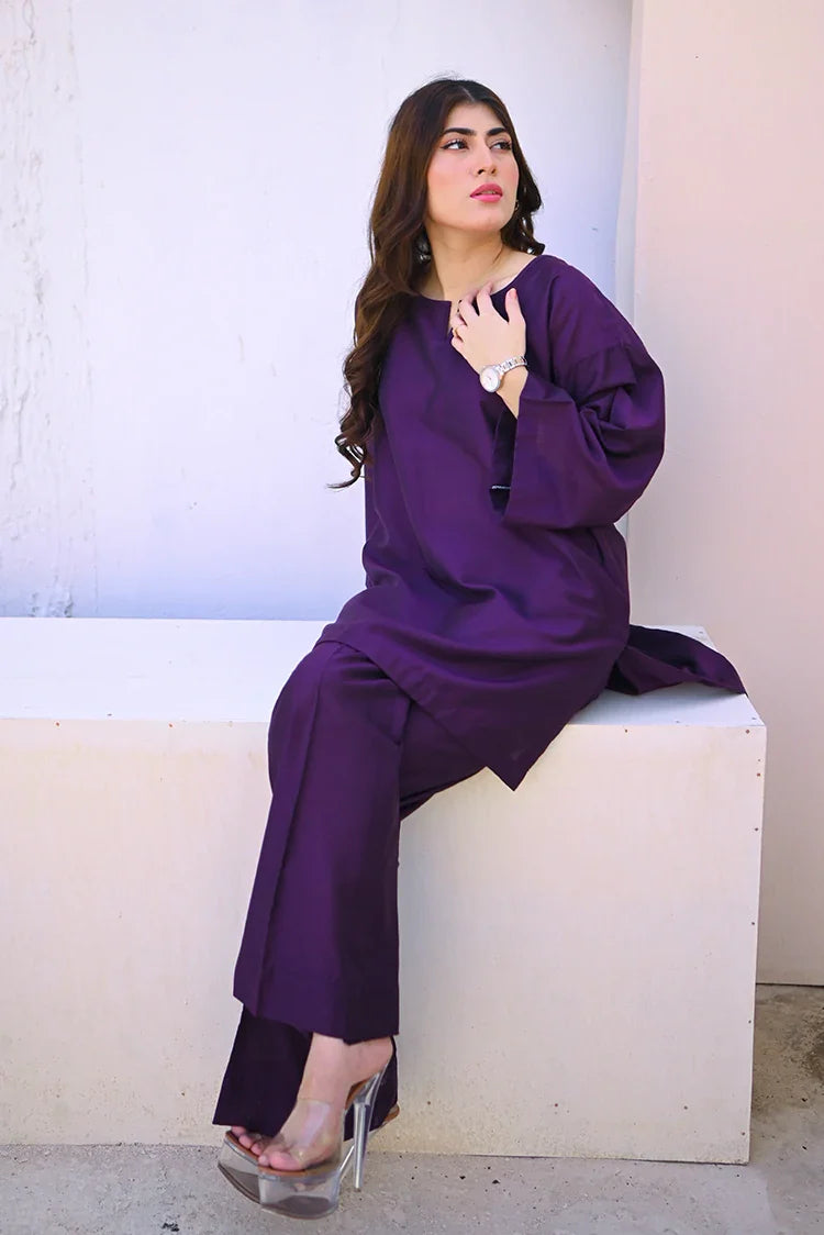 Picture of Zauk - Winter Basics - 2 Piece - Deep Violet - Available at Raja Sahib