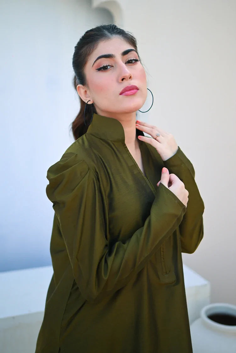 Picture of Zauk - Winter Basics - 2 Piece - Moss Green - Available at Raja Sahib