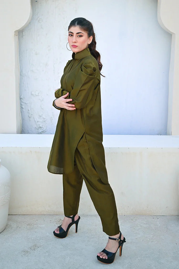 Picture of Zauk - Winter Basics - 2 Piece - Moss Green - Available at Raja Sahib