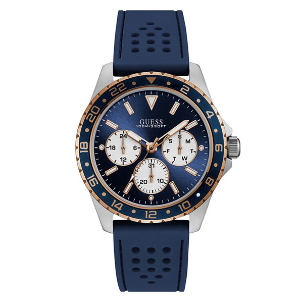 Picture of Guess Odyssey Blue Silicone Strap Blue Dial Quartz Watch for Gents - W1108G4 - Available at Raja Sahib