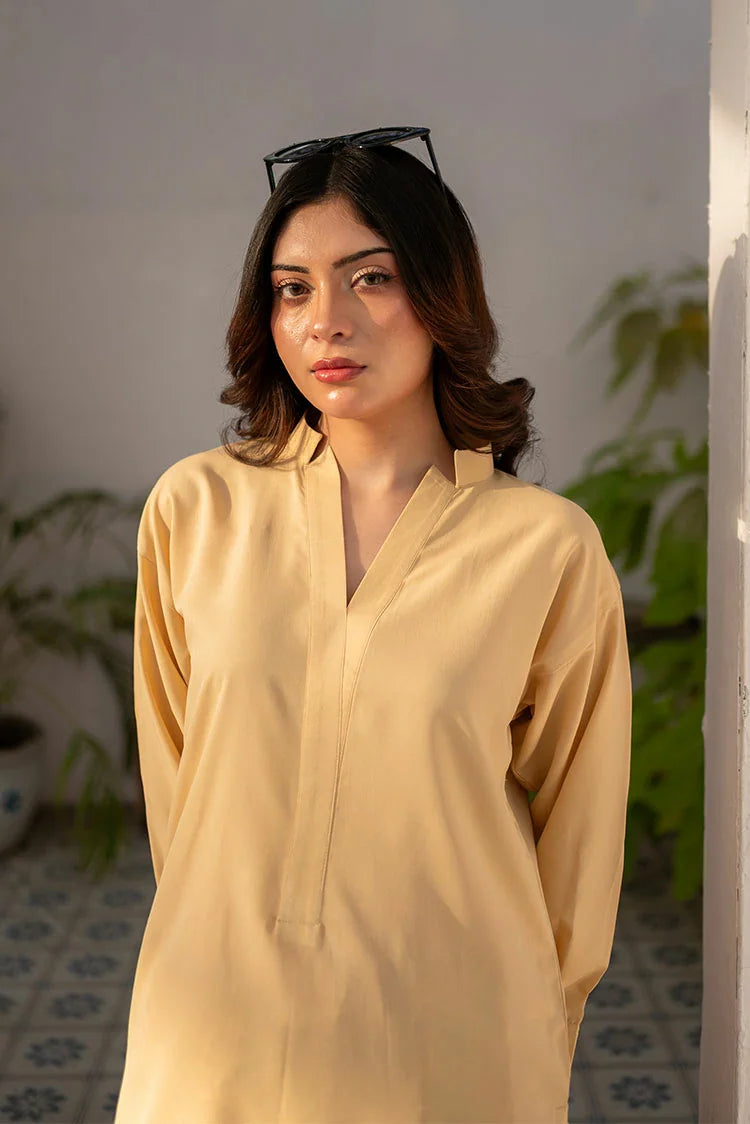 Picture of Zauk - Eid Edit - Shirt & Printed Skirt - Lemon Yellow - Available at Raja Sahib