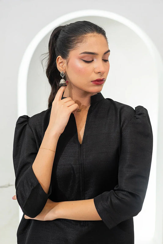 Zauk - Sable Black Farshi Shalwar Set