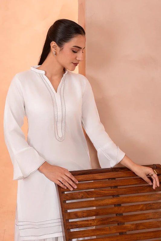 Zeek - White Solid Kurta Set - D2029