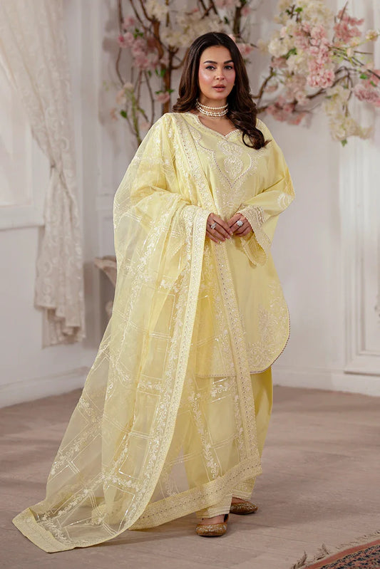 Picture of Zarlay - Gull Bahar Luxury Lawn - 3 Piece - Lemon Yellow - Available at Raja Sahib