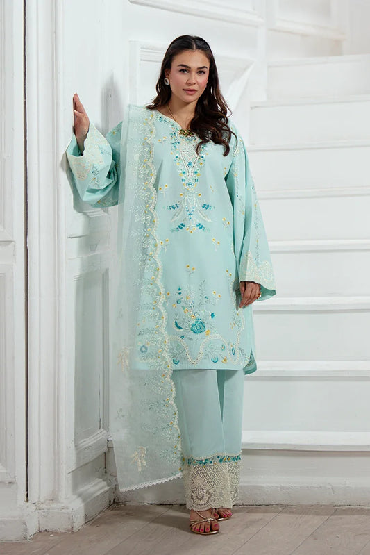 Picture of Zarlay - Gull Bahar Luxury Lawn - 3 Piece - Trending Ice Blue - Available at Raja Sahib