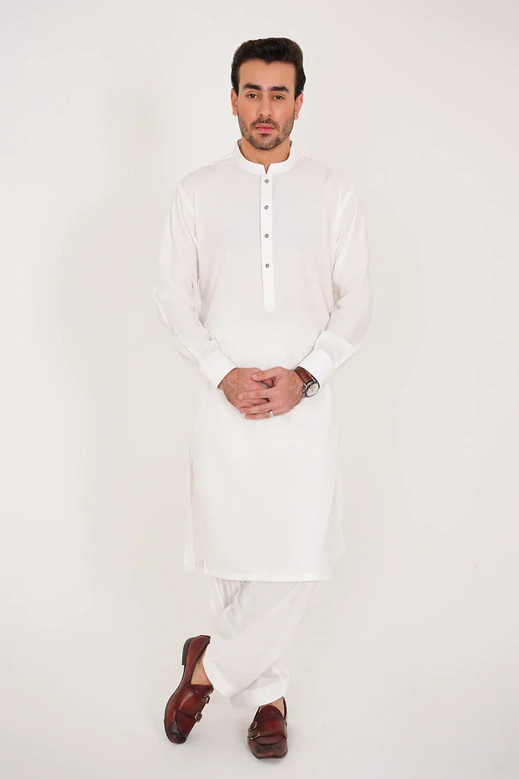 Picture of Off White Men's Suit Stitched Blended Fabric Design - Available at Raja Sahib