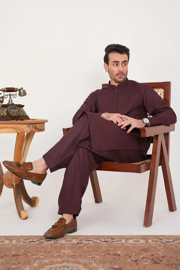 Picture of Shalwar Kameez Dress for Men With Buttoned Placket - Available at Raja Sahib