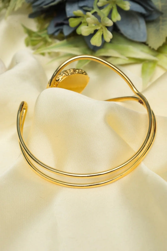 Picture of Zehnaz - Clarita Gold-Plated Blue Agate Open Cuff Bangle - Available at Raja Sahib