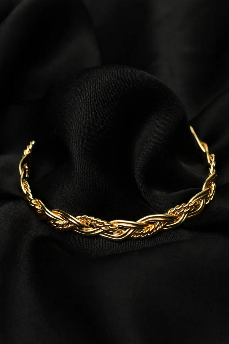 Picture of Zehnaz - Gold Braided Twist Cuff Bracelet - Available at Raja Sahib